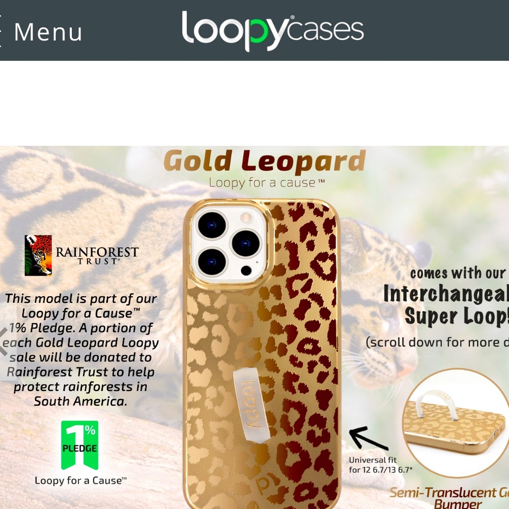 Loopy Case fits Apple 13 Pro Max Gold cheetah
